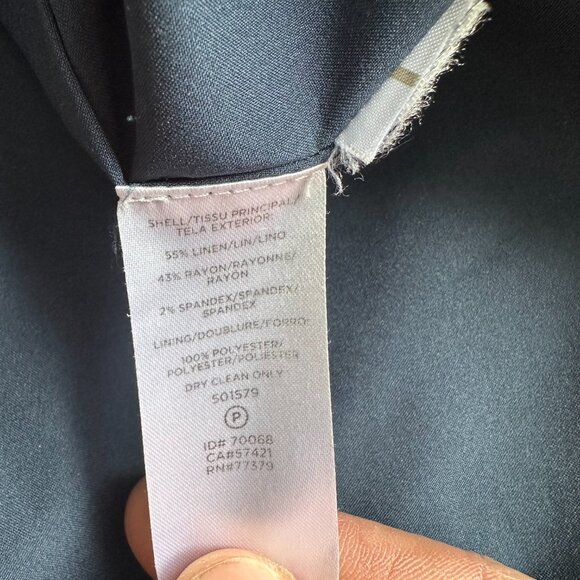 Ann Taylor Dress Womens 4 Petite Linen Blend Back Zip Blue Sleeveless - Picture 11 of 11